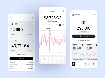 Crypto Investment App UI — Modern Trading Experience bitcoin crypto app crypto exchange crypto wallet data analytics digital wallet ethereum figma design finance app financial app fintech design investment app ios minimal design neumorphism product design trading app ui design ui ux ux design