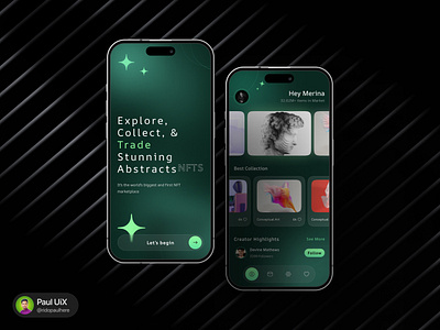 NFT MOBILE APP UIUX DESIGN app design designshowcase dribbbleshots interactiondesign mobile app mobiledesign modernui nft app dribbble productdesign ui ui design uiux uiux design uiux designer ux