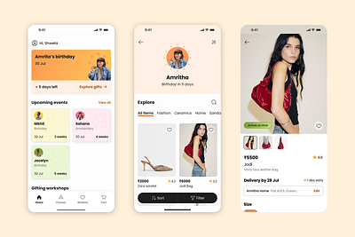 Gifting app birthday shopping gifting ui
