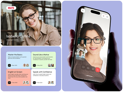 E-Learning App Concept - IELTS Coaching Platform app concept clean design education app education design elearning ielts app language coach language learning learning platform minimal ui mobile app design modern app product design student app study app tutor app ui ux video call ui web3 learning