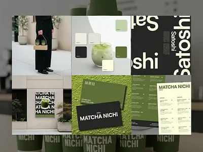Matcha Nichi — Mini Visual Brand 004 animation brand identity branding cafe color palette editorial exploration graphic design japanese design matcha minimal design minimalism mockup design modern branding packaging product design typography visual design visual identity web design