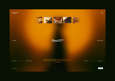 Floor27® Architecture Bureau Landing Page agency architecture branding clean company creative digital gradients graphic design hero hero section home homepage landing landing page minimalist portfolio ui web