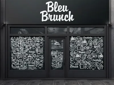 Bleu Brunch branding design doodles doodling freehand illustration storefront vectors