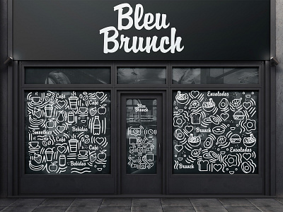 Bleu Brunch branding design doodles doodling freehand illustration storefront vectors