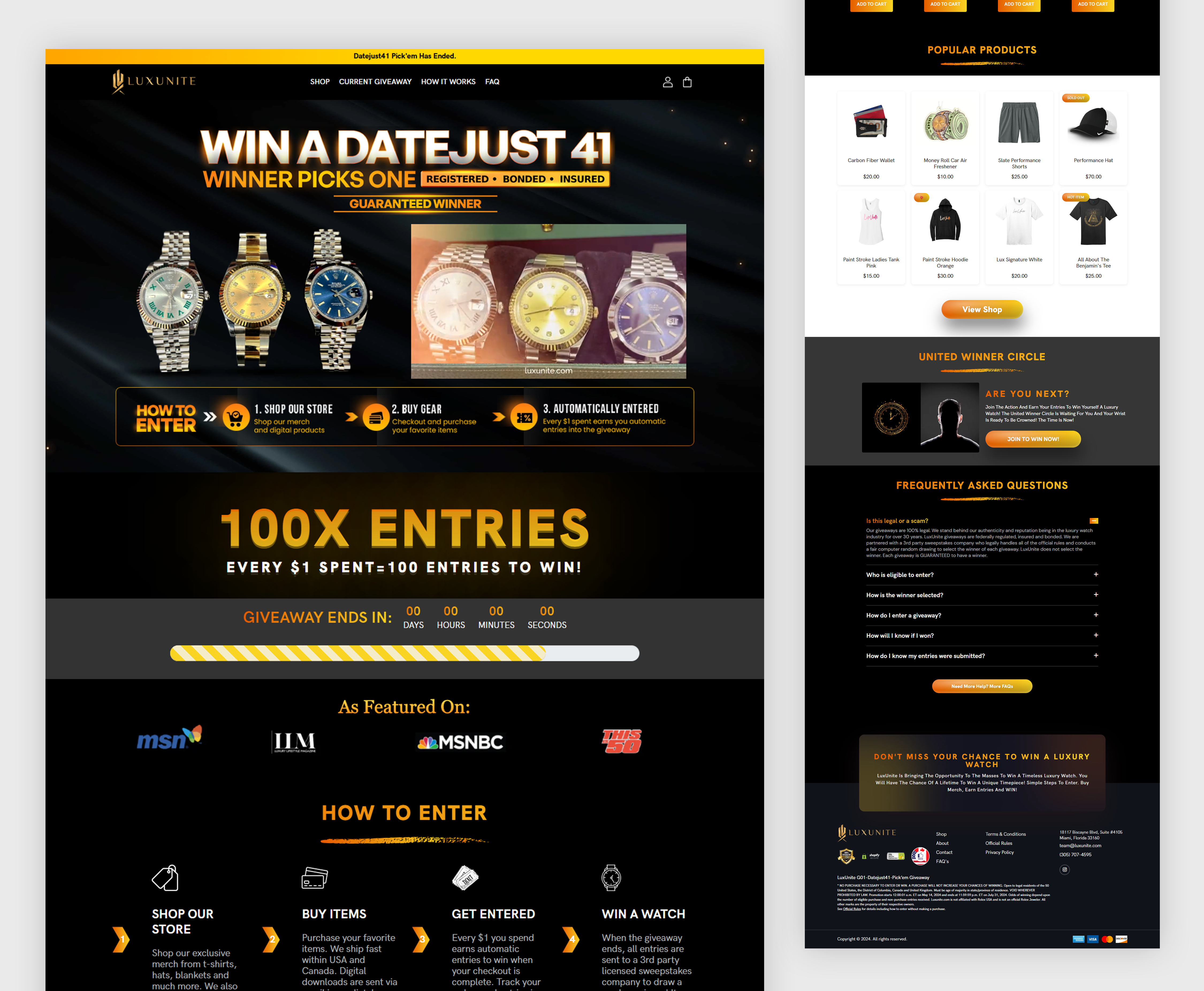 Custom Shopify Website & App for Luxury Raffle System | LuxUnite branding elementor graphic design shopify shopify store web design webdesign website wordpress