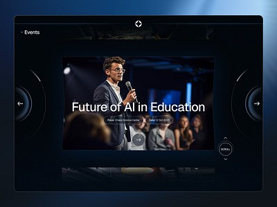 Scrolling Events UI ai animation clean dark event events home page homepage interface landing page scrolling ticket ui ux web app web design webflow wix