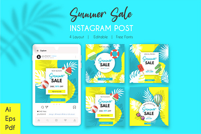 Summer Sale Instagram Post Templetes abstract ads banner design google graphic design instagram organic post