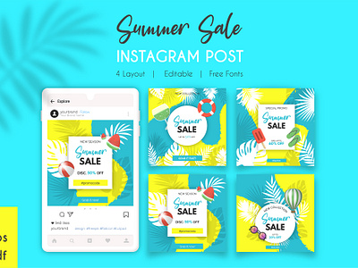 Summer Sale Instagram Post Templetes abstract ads banner design google graphic design instagram organic post