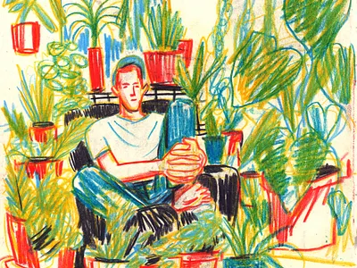 Plant Dad art artwork colored pencil editorial illustration illustration pencil colour