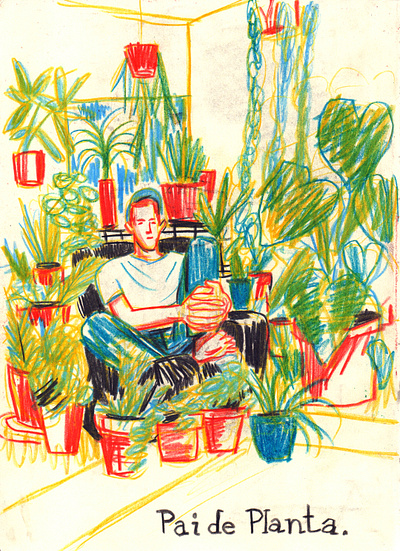 Plant Dad art artwork colored pencil editorial illustration illustration pencil colour