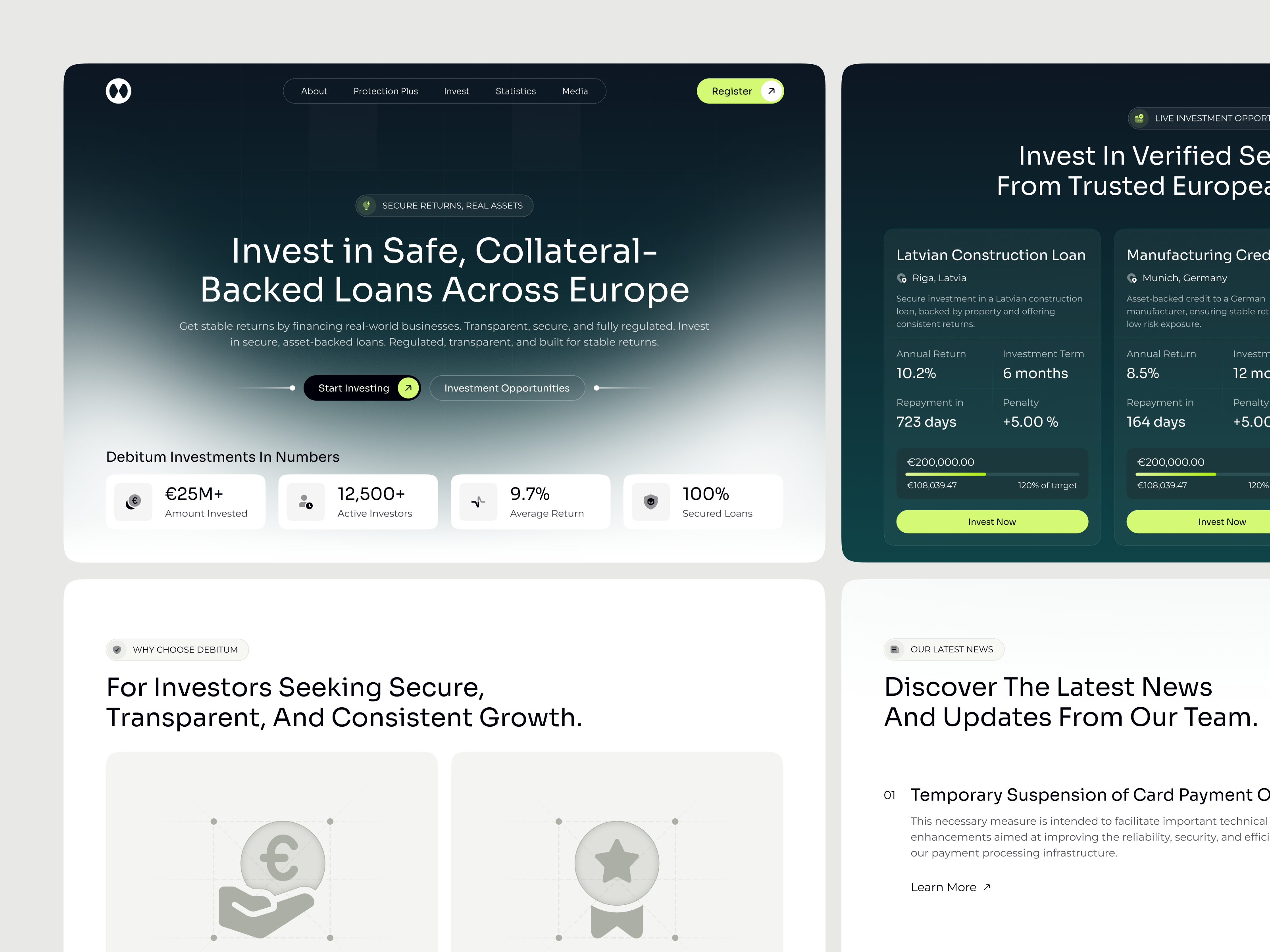 Debitum - Investment Landing Page b2b bank clean finance fintech framer investment investment firm landing page market minimalist modern money payment saas saas landing page saas website startup stock web design