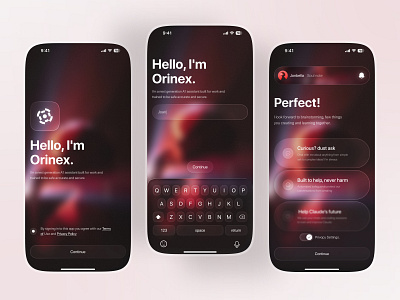 Orinex - AI Assistant Mobile App ai ai app ai chatbot ai mobile app ai mobile app design ai onboarding ai scanner ai splash ai voice app app design chatbot conversational ai ios mobile mobile app smart ai smart assistant speech to text app voice recognition