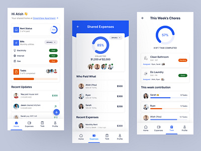 RoomShare – Smart Rent & Chore Manager App UI expense app fintech apps mobile app