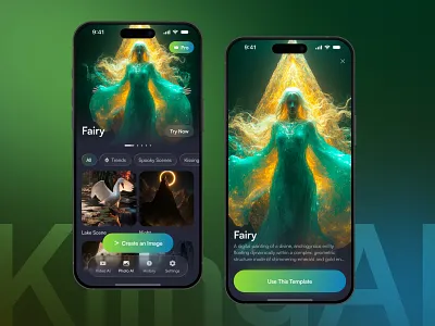 Image Generation App - UI/UX Design ai app dark design green image imagegeneration klingai mobile ui uiux ux