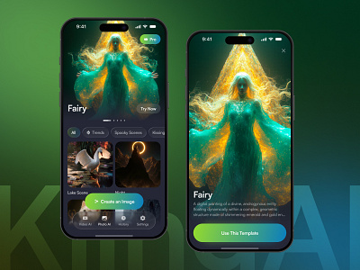 Image Generation App - UI/UX Design ai app dark design green image imagegeneration klingai mobile ui uiux ux