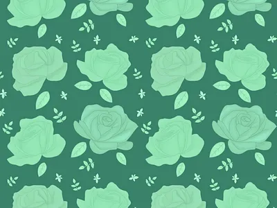 Green Roses Pattern digital print graphic design pattern seamless wallpaper