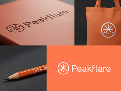 Peakflare branding geometric growth identity logo logo design mark mockups modern monoline motivation mountain sun symbol visual identity