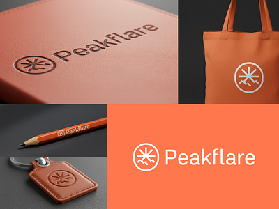 Peakflare branding geometric growth identity logo logo design mark mockups modern monoline motivation mountain sun symbol visual identity
