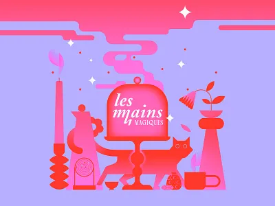 Les Mains Magiques cat colors esoteric flat magic stilllife witchy