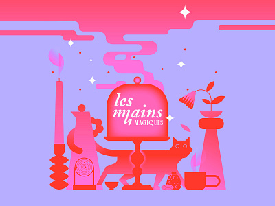 Les Mains Magiques cat colors esoteric flat magic stilllife witchy