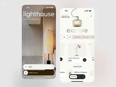 Lighting Store App UI interior design