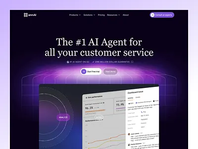 AI Customer Support Agent Website ai ai agent customer support homepage landing page saas support website
