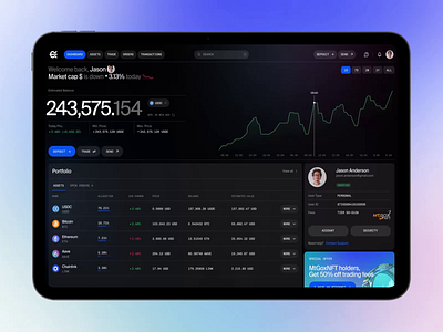 AI Product design dashobard crypto trading platform ✦ EllipX ai animation clean dashboard design interaction interface motion graphics product design service startup ui ux
