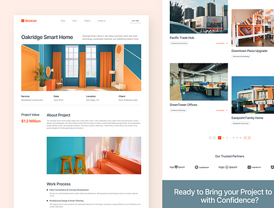 Bricknet Project Page – Construction Website UI Figma architecture construction contractor digital design figma mobile ui reals estate responsive ui design ui inspiration ui showcase ui trends uiux ux design website