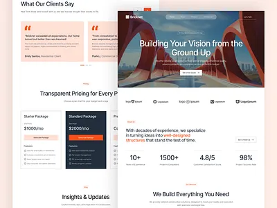 Bricknet Homepage – Construction Website UI Figma architecture building construction contractor digital design figma homepage mobile ui real estate responsive ui design ui inspiration ui showcaase ui trends uiux ux design website