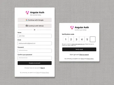 Register Authentication Screens @academy rq @rasheed ux ui
