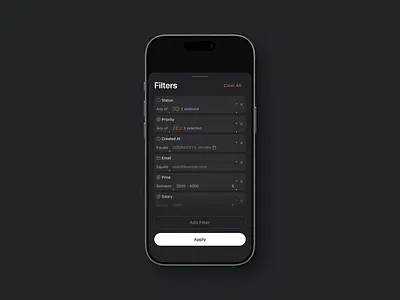 Mobile UI Shot dark figma filter mobile ui