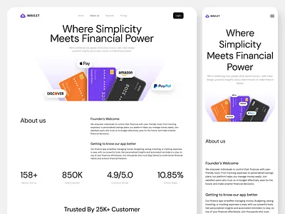 Finance Management – About Us Page UI Design creditcard design finance fintech landing page design ui uiux web design website website design