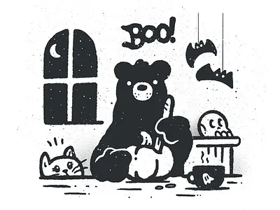 Boo Bear bats bear boo cat fall festive halloween holiday illustration procreate skull wildlife