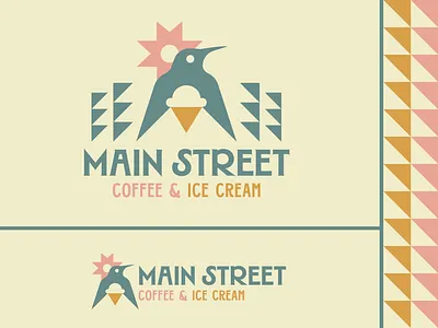 Main Street Coffee & Ice Cream Branding bird logo brand agency branding cafe coffee trailer diamond folk art food truck graphic design hummindbird ice cream illustration logo north carolina pine tree restaurant retro pattern sun sweet treat vintage