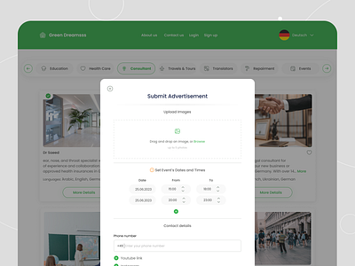 Advertisement Upload & Scheduling Modal advertising dashboard landing landing ui modal pop up popup sell ui upload web design website