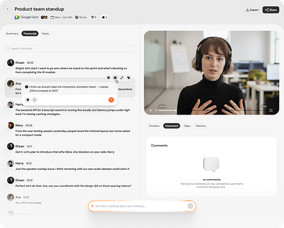 Adding comments to your online meeting transcripts 🗨️ ai ai note taker ios note taker
