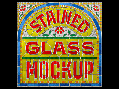 Stained Glass Mockup custom lettering glass illustration lettering mockup photoshop photoshop mockup stained glass