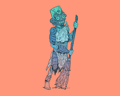 Sweep - Inktober day 10 art aztek barrer cartoon character character design design drawing escoba illustration inktober mayan sweep
