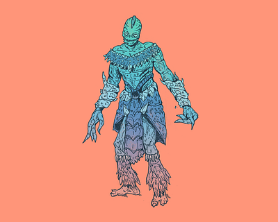 Shredded - Inktober day 12 art cartoon character character design design drawing illustration inktober inktober 2025 shark warrior