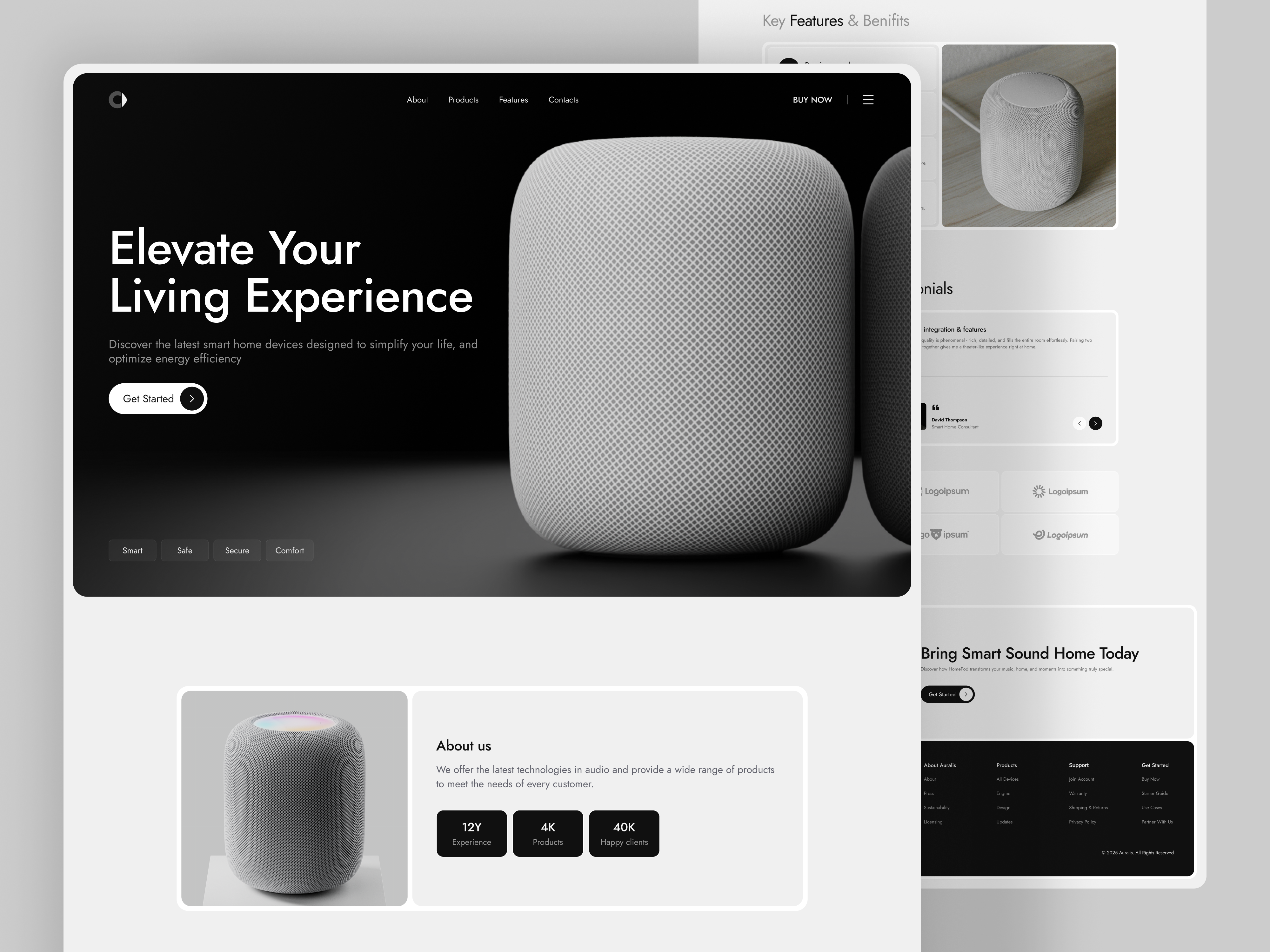Auralis | Smart Home Device Website Design ai smart home website alexa website auralis home smart website design homepod website minimal and modern modern and simple modern website smart audio website smart device smart device ui ux smart device web smart home smart home device smart home landing smart home landing page smart home ui ux smart home web ui smart home website webui