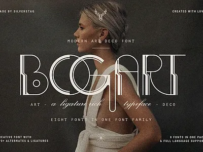BogArt Deco - Ligature Font Family art deco bold creative design display display font feminine font graffiti illustration retro vintage wedding