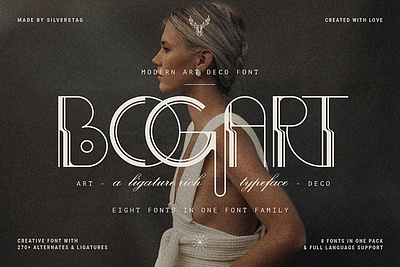 BogArt Deco - Ligature Font Family art deco bold creative design display display font feminine font graffiti illustration retro vintage wedding