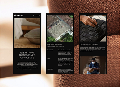 Dareels Sustainability Page • Concept animation decoration e commerce editorial furniture materials pledge recycling sustainability ui videos
