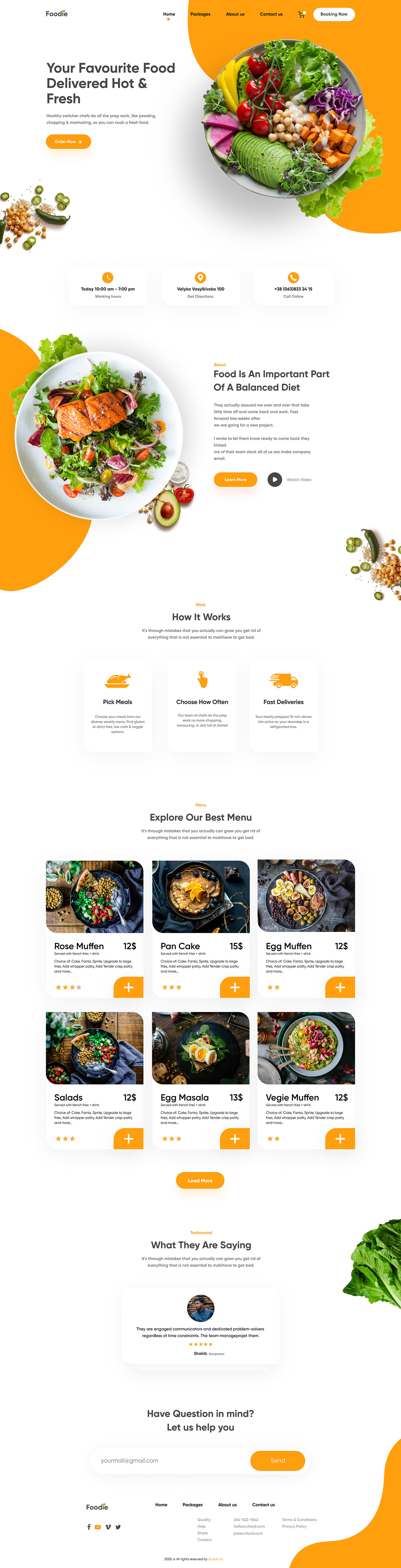 Foodie Landing Page Design graphic design landing page ui ui ux website