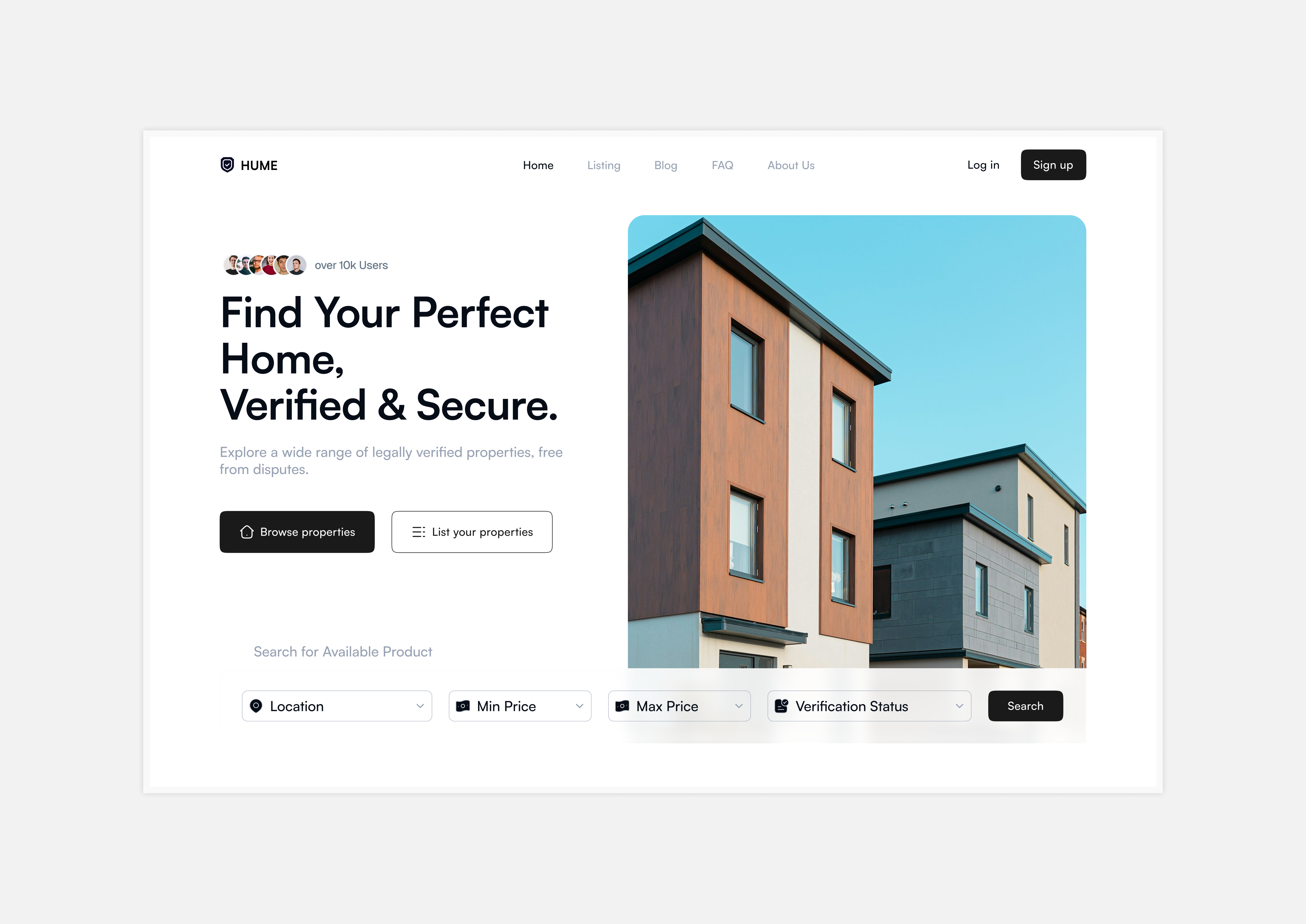Real Estate Landing Page - HUME landing page real estate ui ux web design