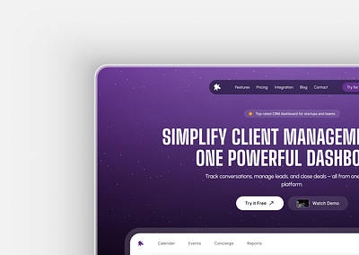 CRM Landing Page - Cosmos crm figma landing page ui ux web design