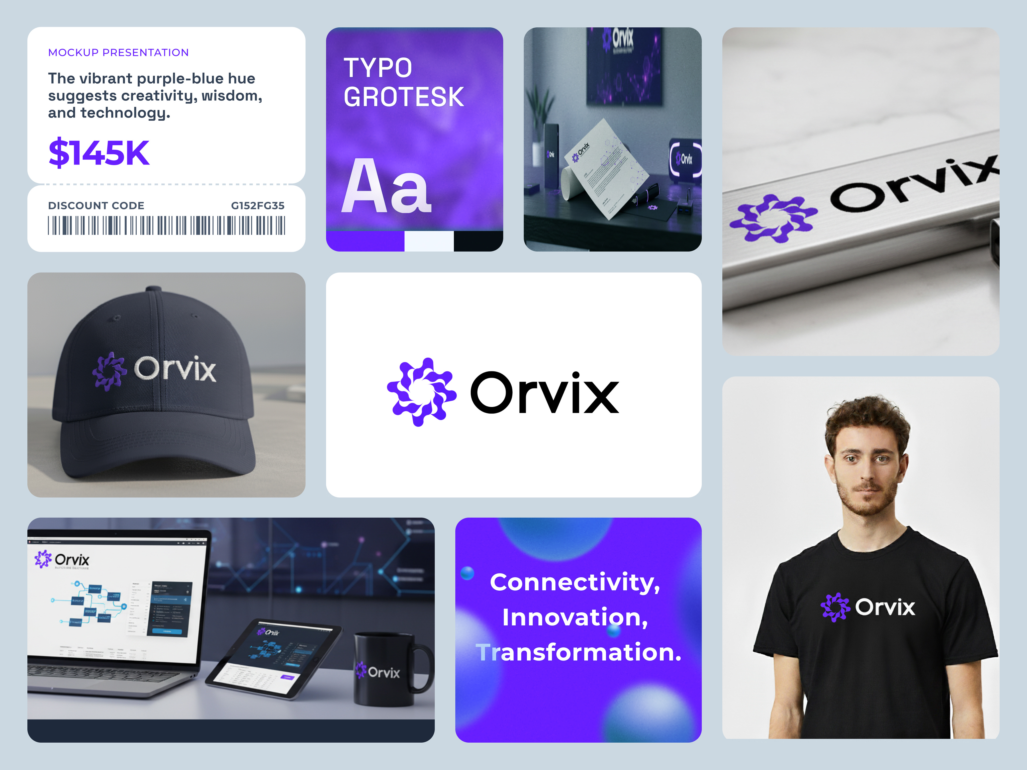 Orvix – Futuristic Tech Brand Identity & Logo Design brand presentation branding digital brand
