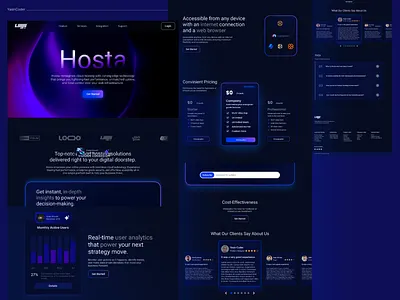 Modern Hosting SaaS Landing Page UI Design graphic design ui
