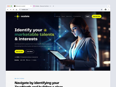 Scalate Website Homepage graphic design homepage landing page talent website uiux website ui