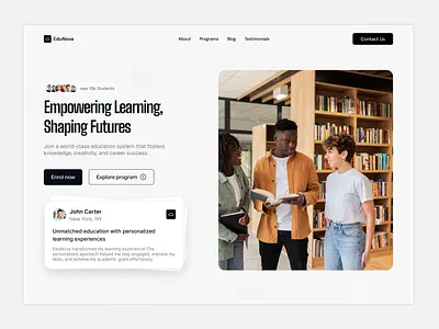Hero Section Exploration - EduNova exploration landing page ui web design